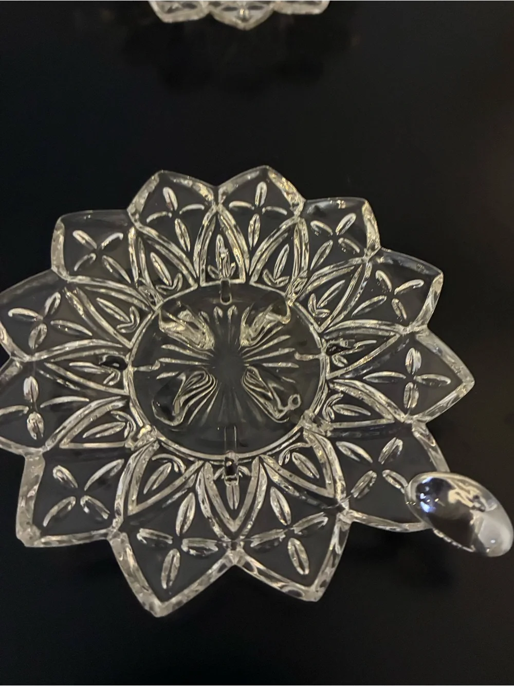 Vintage Federal Glass Petal Chime Candle Holder | Soap Dish Vanity Decor Floral